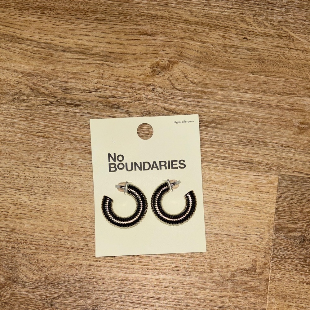 No Boundaries Black Coiled Hoop Earrings with Silver Posts